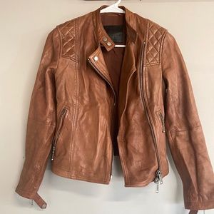 All Saints Brown Leather Jacket sz 0